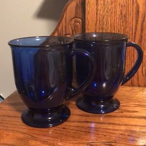 Vintage cobalt blue coffee or tea mugs